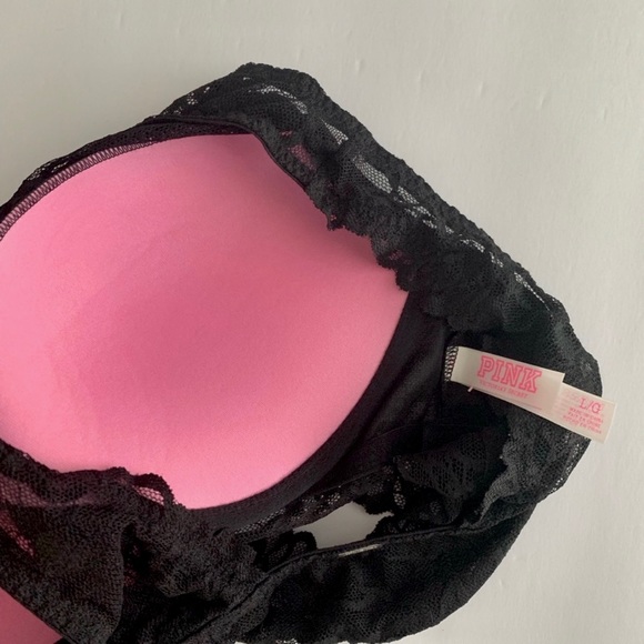 SOLD*Victoria's Secret PINK Large Black Floral Bra - Picture 4 of 4